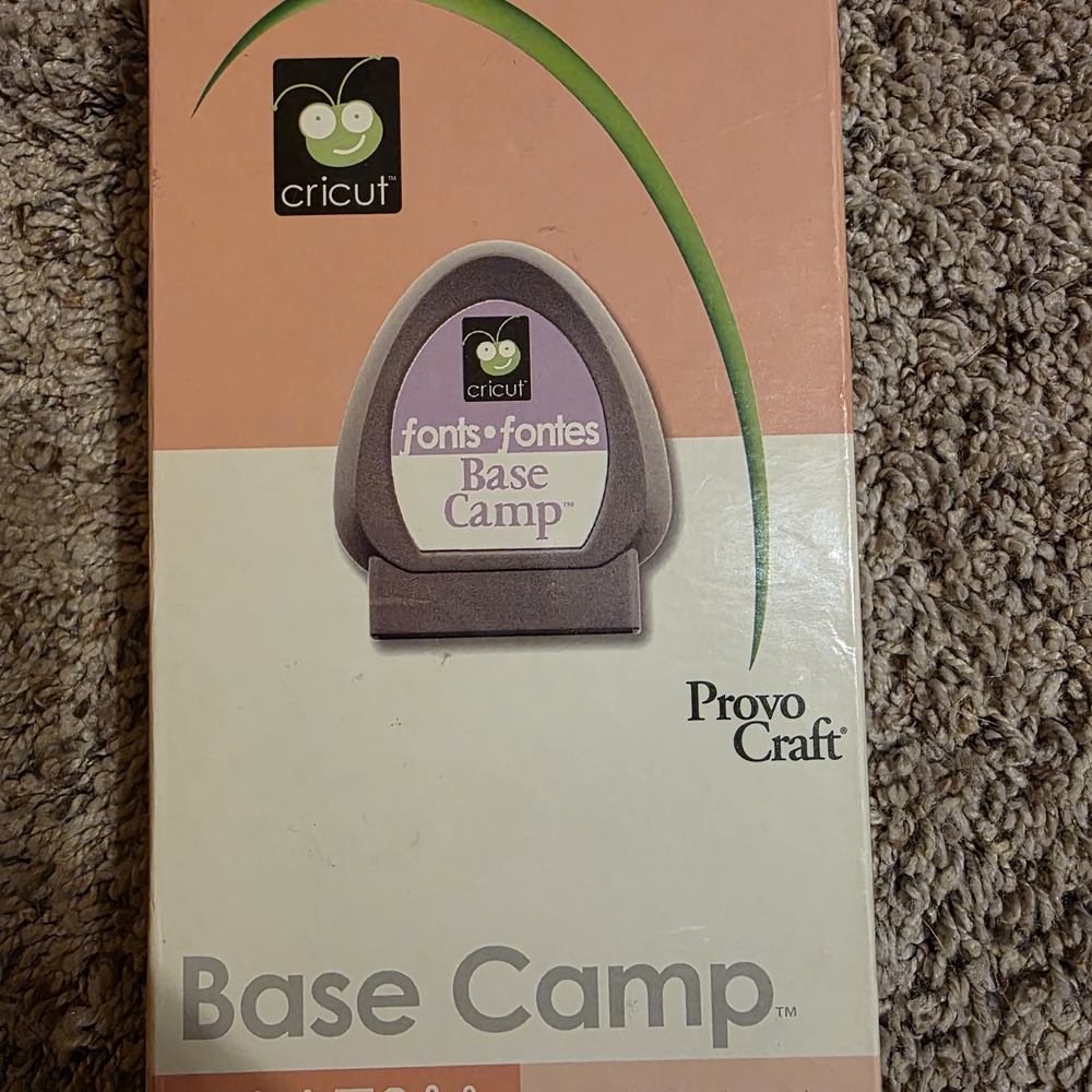 Cricut Base Camp Font Cartridge - Pink & White Box